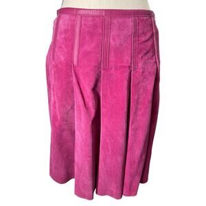 Vintage Bernado Pink Suede‎ Pleated Low Rise Skirt 4
